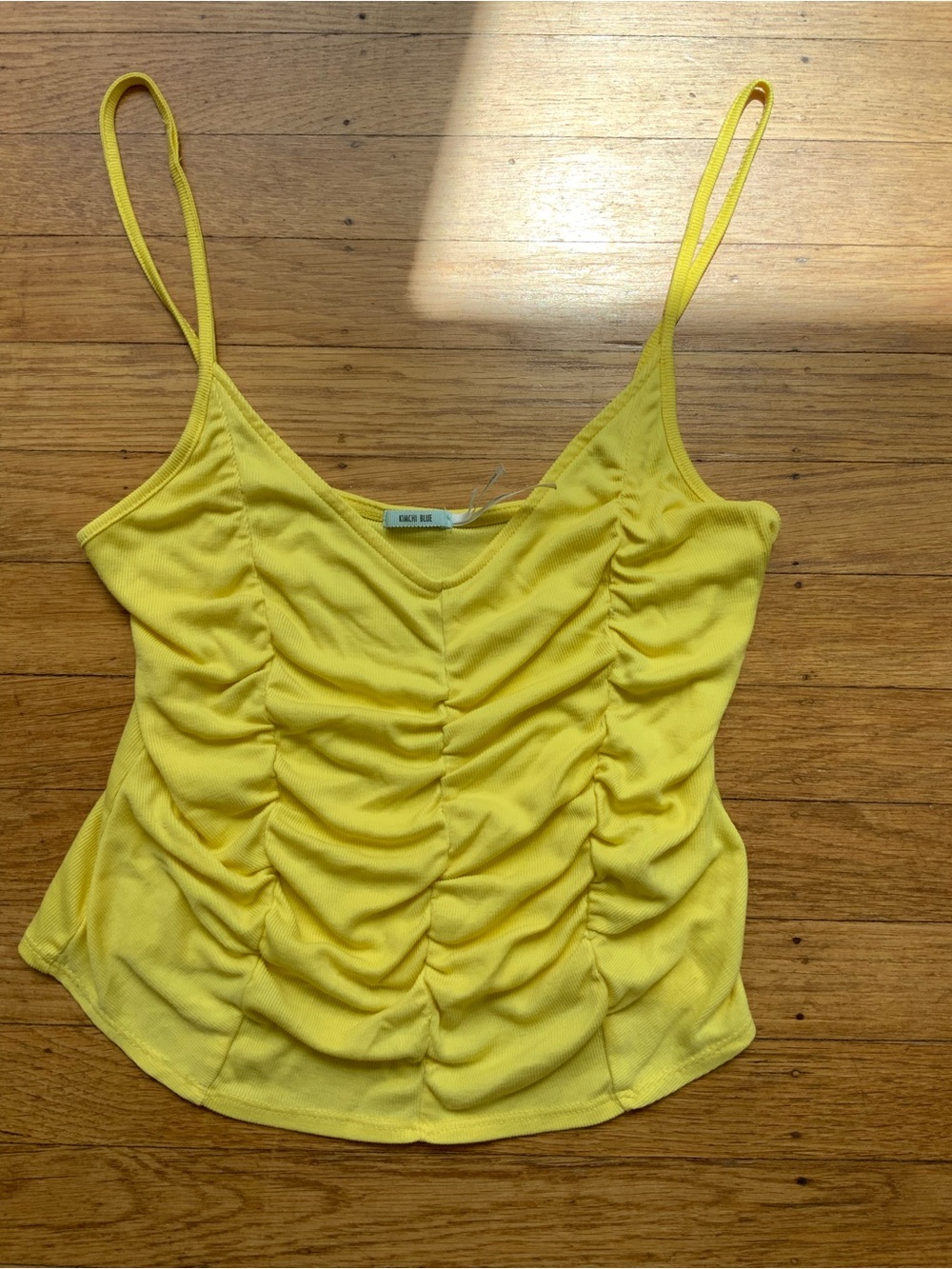 Kimchi Blue Yellow Ruched Spaghetti Strap Camisole